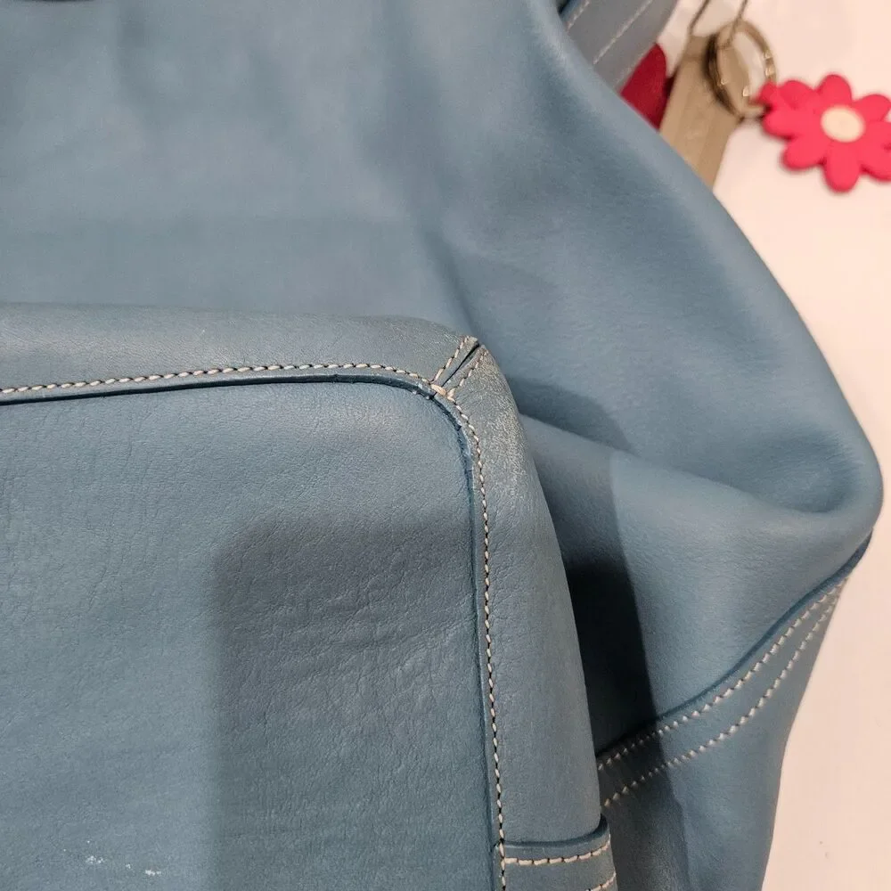 Vintage Coach Duffle Sac Hobo Shoulder Bag 9151 Blue Leather Casual Minimalist